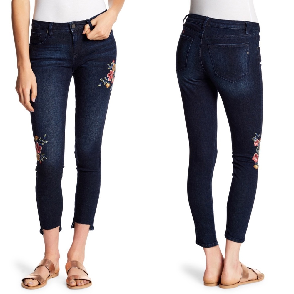 MISS ME Floral Embroidered Ankle Skinny Jeans